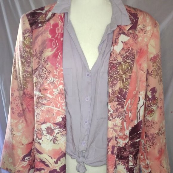 ALIA PLUS PINK FLORAL GEOMETRIC PRINT CASUAL - Picture 1 of 8